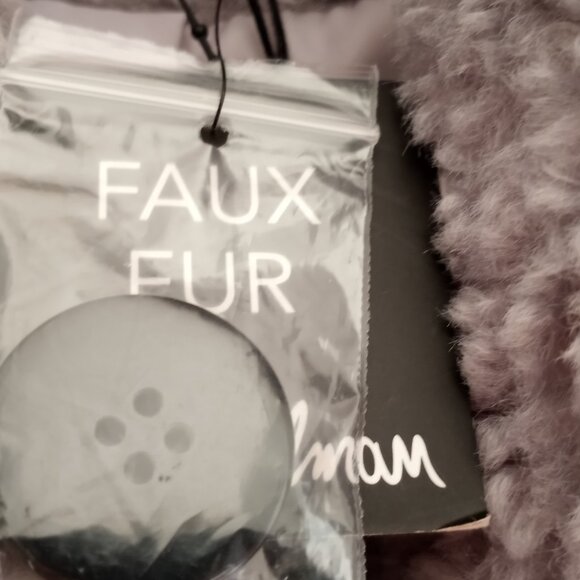 'SAM EDELMAN' Grey Hooded Faux Fur Coat Size XL NWT - Picture 8 of 14